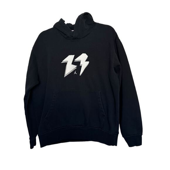 Jordan Flight Pullover Hoodie MVP Mens M Black FB7021-010 Spellout Sportswear - Picture 1 of 6